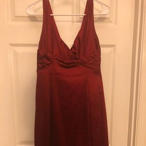 Beautiful Red Satin V Neck Dress